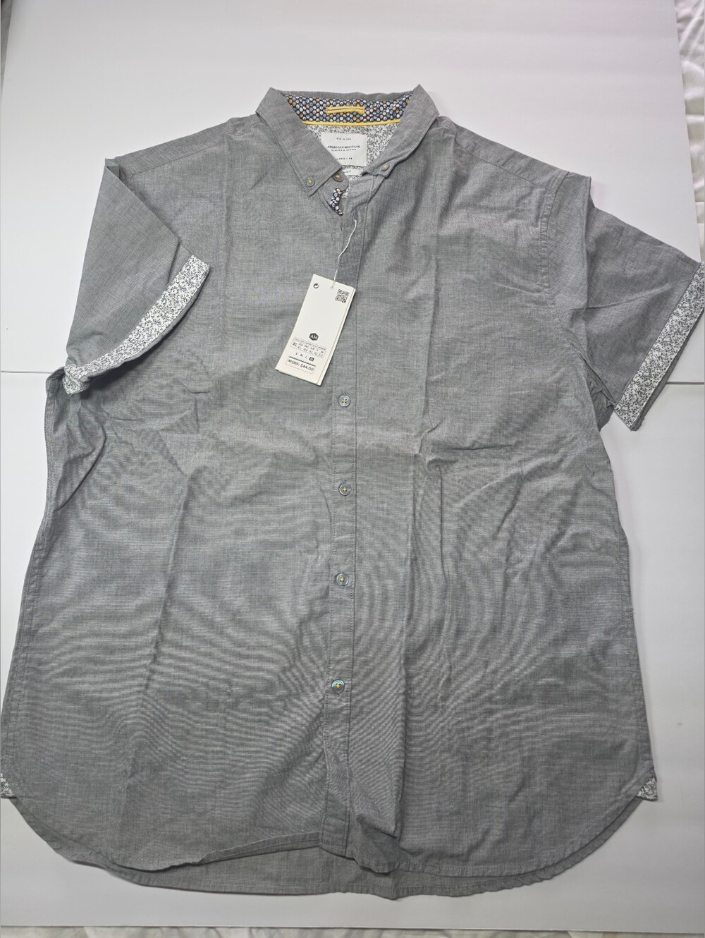 Men's Short-Sleeve Button-Down Shirt Gray American Heritage XL Ricky Singh